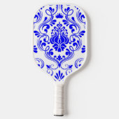 Blauw en wit Damask Bloemen Pickleball Paddle (Achterkant)