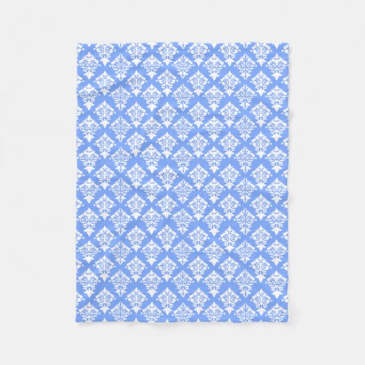 Blauw en wit Damask fleece Blanket Deken (Voorkant)