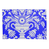 Blauw en Wit Damask Floral Elegant Kussensloop (Voorkant)