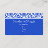 Blauw en Wit Damask Wedding Gift Registry Kaarten (Achterkant)