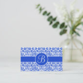 Blauw en Wit Damask Wedding Gift Registry Kaarten (Staand voorkant)