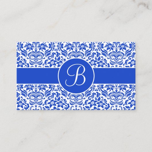 Blauw en Wit Damask Wedding Gift Registry Kaarten (Voorkant)
