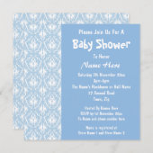 Blauw en wit Damaspatroon, aangepast Baby shower Kaart (Voorkant / Achterkant)
