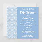 Blauw en wit Damaspatroon, aangepast Baby shower Kaart (Voorkant)