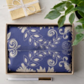 Blauw en wit Damaspatroon Afdrukontwerp Tissuepapier (Geschenk)