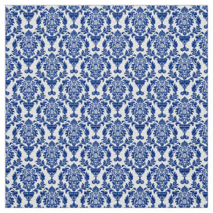 blauw en wit damast geweven stof. stof
