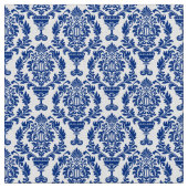 blauw en wit damast geweven stof. stof (Close Up)