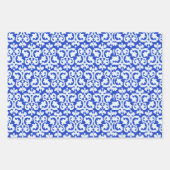 Blauw en wit damast inpakpapier vel (Voorkant 3)