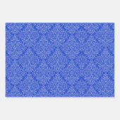 Blauw en wit damast inpakpapier vel (Voorkant)