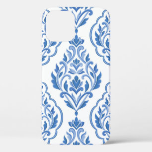 Blauw en wit damast naadloos vintage patroon. Vi Case-Mate iPhone Case