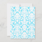 Blauw en wit damasten antwoordkaart kaart (Achterkant)