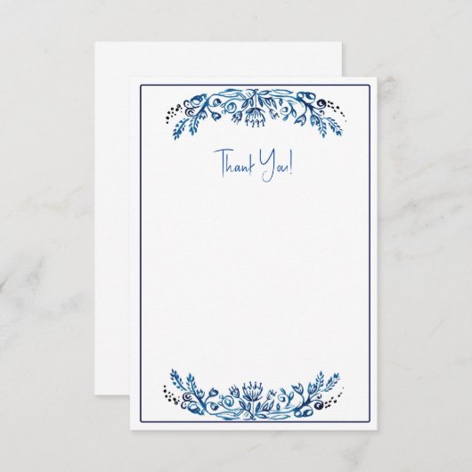 Blauw en Wit Dank u Kaarten (Voorkant / Achterkant)