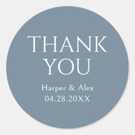 Blauw en Wit Dank u Ronde Sticker