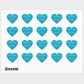 Blauw en wit dank u turquoise hart liefde hart sticker (Vel)