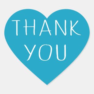 Blauw en wit dank u turquoise hart liefde hart sticker