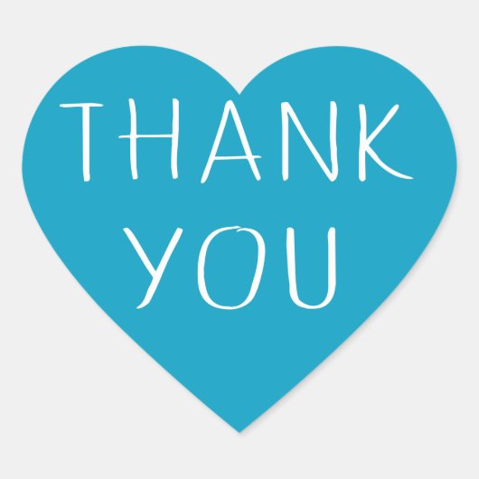 Blauw en wit dank u turquoise hart liefde hart sticker (Voorkant)