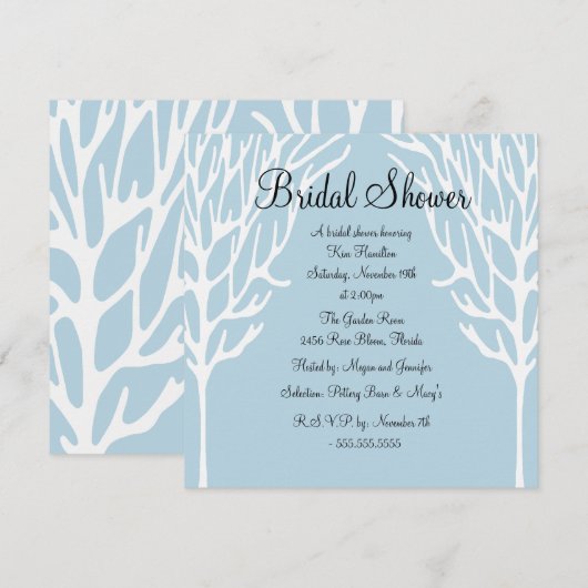 Blauw en wit - de Bridal Uitnodiging van de Schoet (Voorkant / Achterkant)