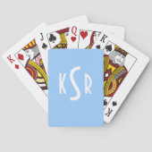 Blauw en wit deck van Monogrammed-speelkaarten Pokerkaarten (Achterkant)