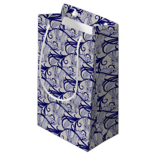 Blauw en wit deco-rabbijn met tapijten klein cadeauzakje
