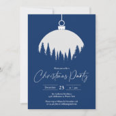 Blauw en wit decoratie bal kerstfeest kaart (Voorkant)