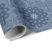 Blauw en wit decoratief paisleypatroon cadeaupapier (Rol Hoek)