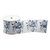 Blauw en wit Delft stijl tulp boeket ontwerp Satijnen Lint (Spoel)