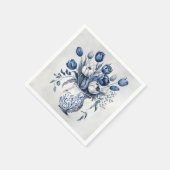 Blauw en wit Delft stijl tulp boeket ontwerp Servet (Hoek)