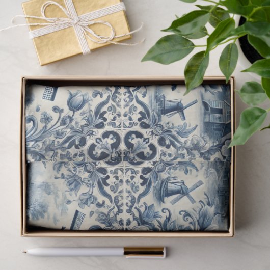 Blauw en Wit Delft Tegels Tissuepapier (Geschenk)