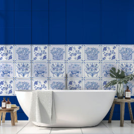 Blauw en wit Delfts bloempatroon Tegeltje