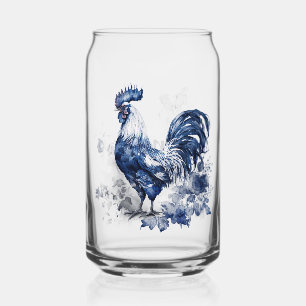 Blauw en wit Delfts haan met bloemen Blikvorm Glas