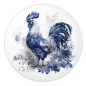 Blauw en wit Delfts haan met bloemen Keramische Knop (Voorkant)