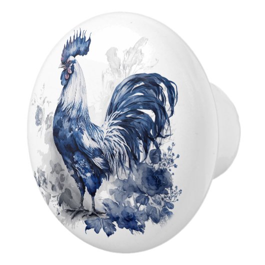 Blauw en wit Delfts haan met bloemen Keramische Knop (Rechts)