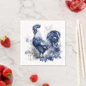 Blauw en wit Delfts haan met bloemen Servet (Insitu)