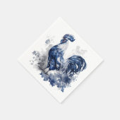 Blauw en wit Delfts haan met bloemen Servet (Hoek)