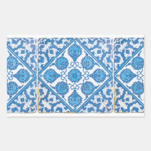 Blauw en wit Delfts korenbloemsticker Rechthoekige Sticker