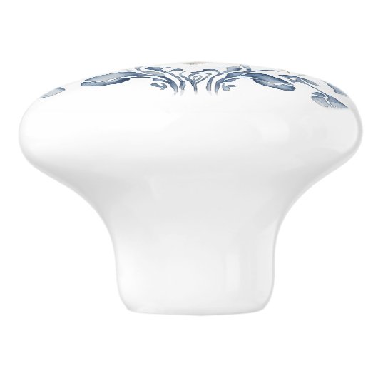 Blauw en wit Delfts stijl bijenontwerp met bloemen Keramische Knop (Zijkant)
