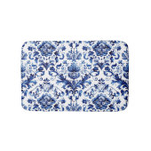 Blauw en wit Delfts stijl bloemenpatroon van ornam Badmat (Voorkant)