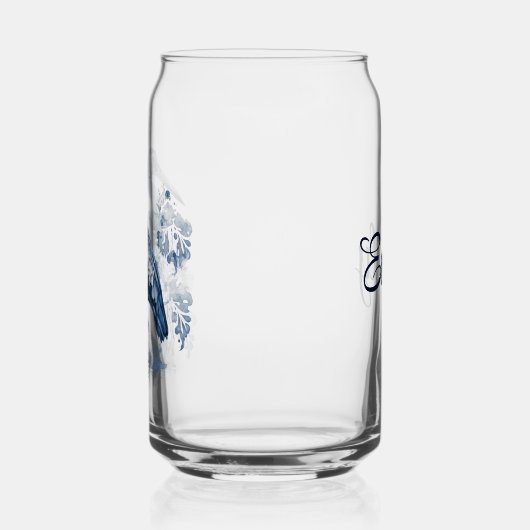 Blauw en wit Delfts stijl kunstreiger met bloemen Blikvorm Glas (Links)