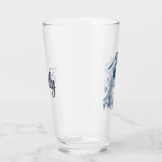 Blauw en wit Delfts stijl kunstreiger met bloemen Glas (Rechts)