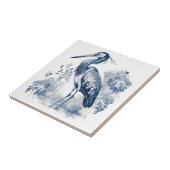 Blauw en wit Delfts stijl kunstreiger met bloemen Tegeltje (Zijkant)