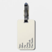 Blauw en wit Delfts stijl pauw met bloemen Bagagelabel (Achterkant verticaal)