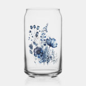 Blauw en wit Delfts stijl wildflower boeket Blikvorm Glas (Voorkant)