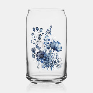 Blauw en wit Delfts stijl wildflower boeket Blikvorm Glas