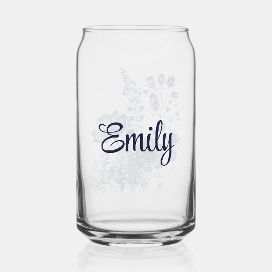 Blauw en wit Delfts stijl wildflower boeket Blikvorm Glas (Achterkant)