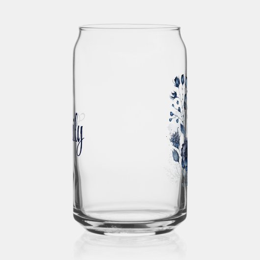 Blauw en wit Delfts stijl wildflower boeket Blikvorm Glas (Rechts)