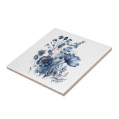Blauw en wit Delfts stijl wildflower boeket Tegeltje (Zijkant)