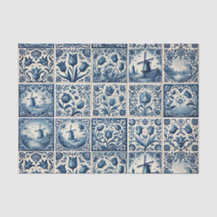 Blauw en Wit Delfts Tegels Decoupage Tissuepapier