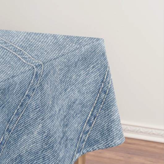 Blauw en wit denim jeans look tafelkleed (Voorbeeld)