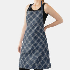Blauw en wit denim look schort