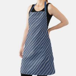 Blauw en wit denim look schort